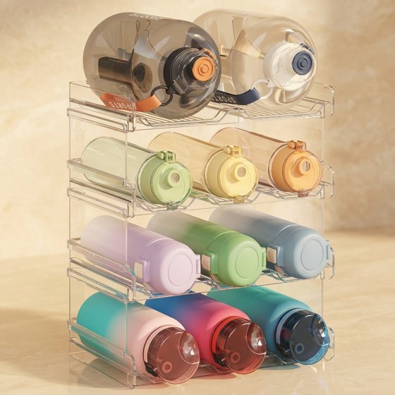 Norcho Stackable Water Bottle Organizer Cabinet, Extra Large Holder for 11 Bottles, Pantry Fridge Wine Rack Storage