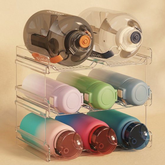 Norcho Stackable Water Bottle Organizer Cabinet, Extra Large Holder for 8 Bottles, Pantry Fridge Wine Rack Storage