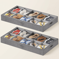 Norcho Under Bed Shoe Organizer Holds 10 Pairs, 4.3" Tall Sturdy Foldable Sneaker Storage Boxes for Boots Heels, 2 Pack