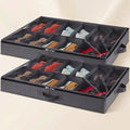 Norcho Under Bed Shoe Storage Organizer, Set of 2 Low-Profile Fabric Boxes with Clear Cover and Handles, 4.3" Tall, Fits 24 Pairs of Shoes
