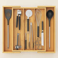 Norcho Utensil Organizer for Kitchen Drawer, Expandable Bamboo Cutlery and Flatware Tray, Adjustable Cooking Utensil and Spatula Holder, 13–22 × 15 Inches