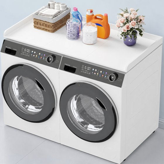 Norcho Washer Dryer Countertop with Edge Rails, Melamine Laundry Room Organizer Shelf, Storage Surface for Washer and Dryer Top, Laundry Organization Countertop for Utility Room