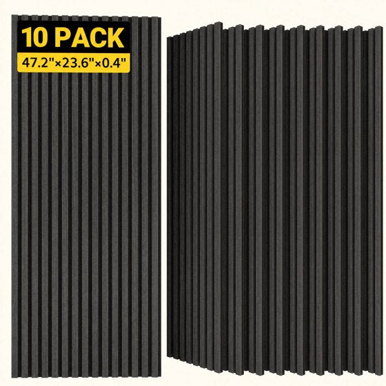 10-PCS Wood Wall Panels for Interior Wall Decor, 47.2" x 23.6" Soundproof Acoustic Wall Panels, Black