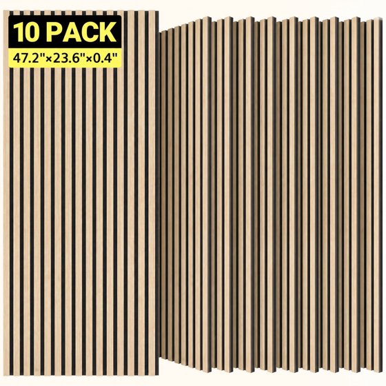 10-Piece Wood Wall Panels for Interior Wall Decor, 47.2" x 23.6" Soundproof Acoustic Wall Panels, Walnut