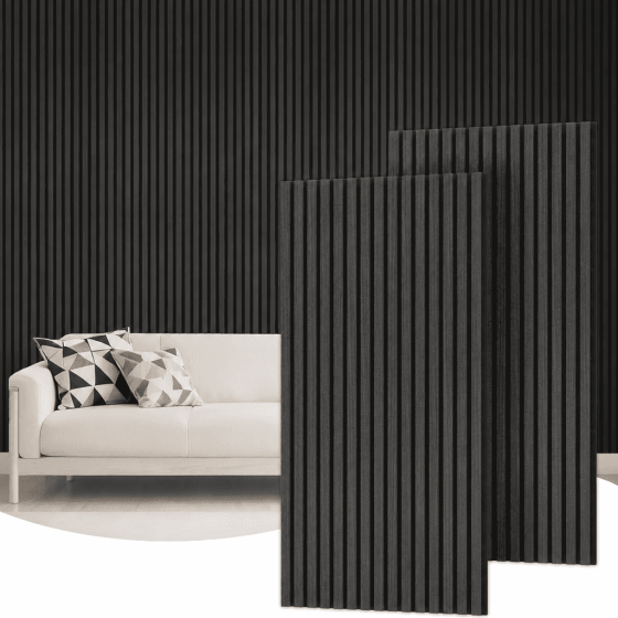 2-Piece Wood Wall Panels for Interior Wall Decor, 47.2" x 23.6" Soundproof Acoustic Wall Panels, Black