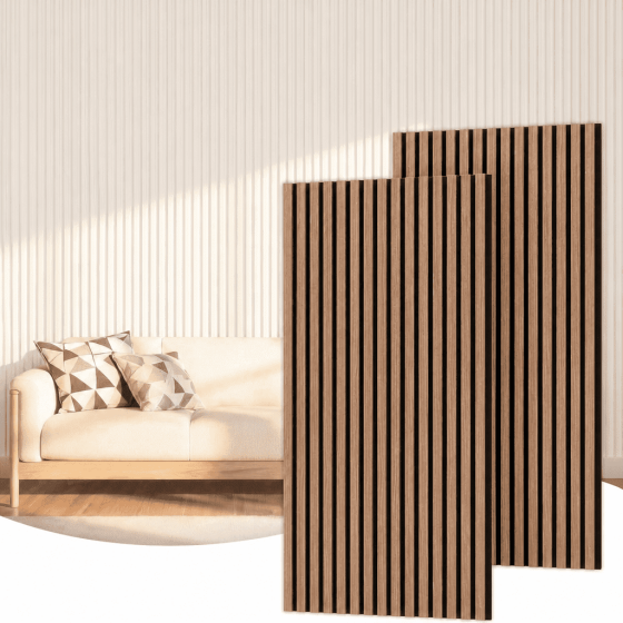 2-Piece Wood Wall Panels for Interior Wall Decor, 47.2" x 23.6" Soundproof Acoustic Wall Panels, Brown