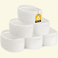 Norcho Woven Baskets, Cotton Rope Cube Storage Bins, Small Shelf Baskets, Round Caddy for Closet/Living/Bedroom/Playroom, White, 6 Pack
