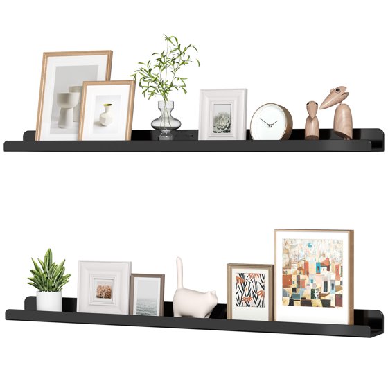 Photo Display Shelves 2 Pack, 36" Wall Mounted Floating Shelf for Décor, Bedroom Storage Organizer, Mother’s Day Gift