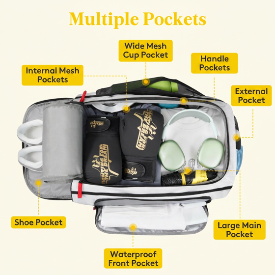 Norcho 40L Gym Duffel Bag with Shoe Pocket, 3-in-1 Waterproof Travel Weekender Backpack Dry Wet Separation, Silver Gray