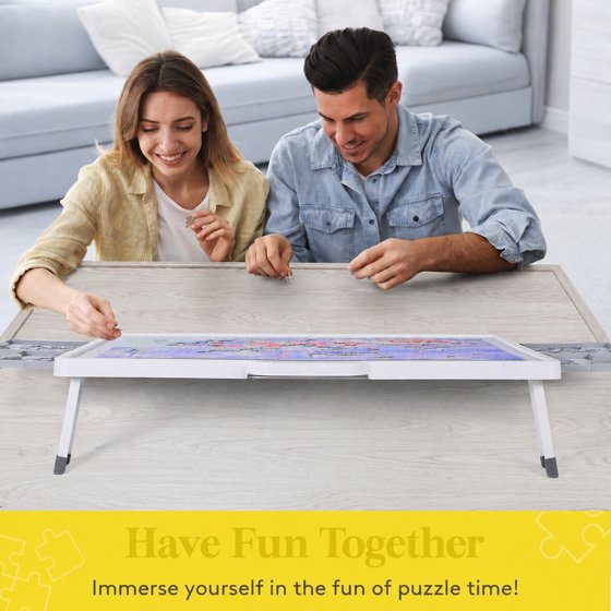 Norcho 1500 Piece Puzzle Table with Foldable Legs, Divided Drawers, Extra Felt Trays & Protective Cover, 33.3" x 25.4" Puzzle Board for Jigsaw Puzzle Storage & Assembly