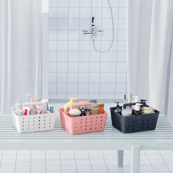 Norcho Portable Shower Caddy 2-Pack, Plastic Bathroom Organizer with Handle and Drain Holes, Hard Cleaning Basket for Toiletries Storage, Dorm Room Essentials for College Bathroom Organization, White