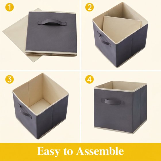 Norcho 13" Foldable Fabric Storage Cubes with Handles, Decorative Baskets for Shelves Closet 36L, Gray 6 Pack
