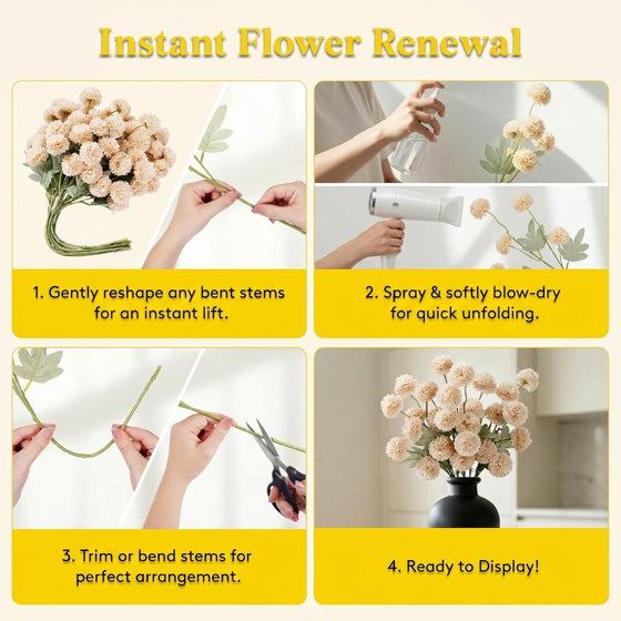 Norcho 10 Pcs Beige Artificial Silk Mums Ball Flowers Long Stems, Fake Chrysanthemums Pom Pom for Vase Home Wedding Decor