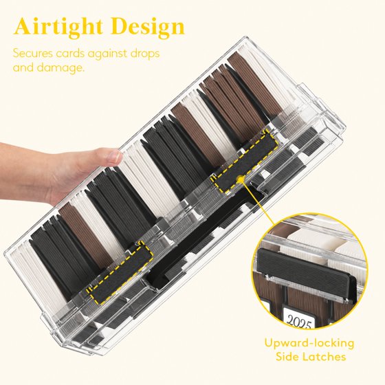 Norcho Trading Card Storage Box for Toploader, Stackable Reinforced Latch Case with 8 Adjustable Dividers, Writable Labels, Organizer for MTG TCG Sports Baseball Cards, 2 Pack