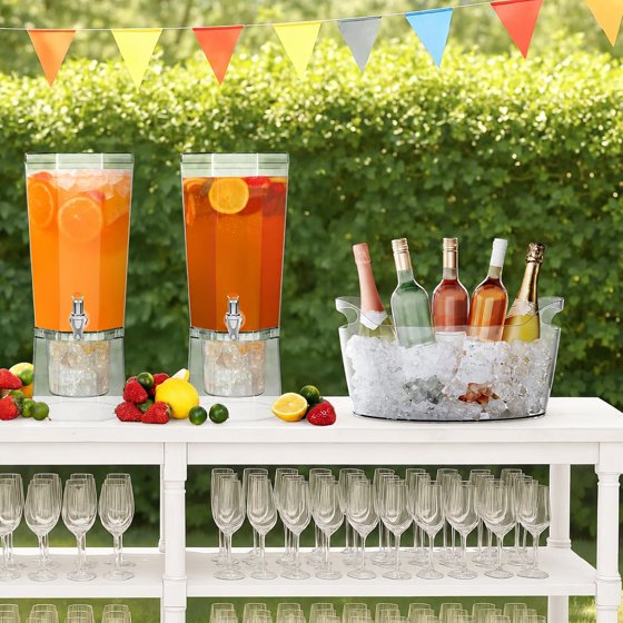 Norcho 6.5L Ice Bucket for Parties, Portable Drink Chiller Tub with Scoop, Plastic Beverage Cooler for Champagne, Wine, Beer and Cocktails