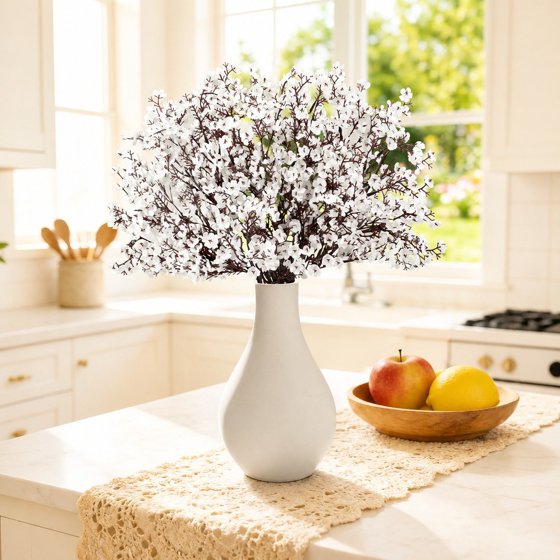 Norcho Baby’s Breath Artificial Flowers, 10 Bundles Silk Gypsophila Faux Stems for Wedding Bouquets, Home Decor, Centerpieces, DIY, Farmhouse/Party, White