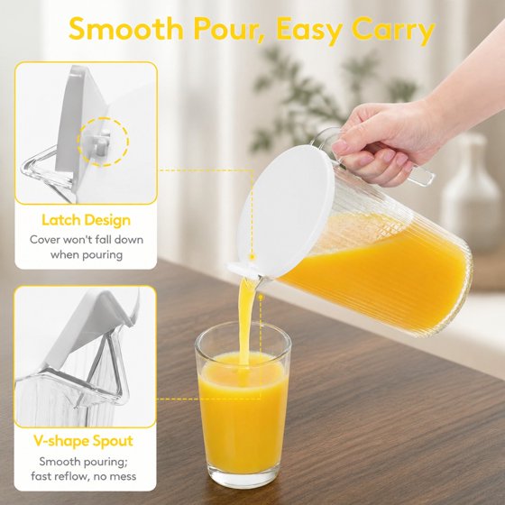 Norcho Plastic Laundry Detergent Dispenser 2-Pack, 51 oz Clear PET Containers with Handle, Easy Pour Lid and 8 Labels for Detergent, Softener and Scent Beads Laundry Room Organization