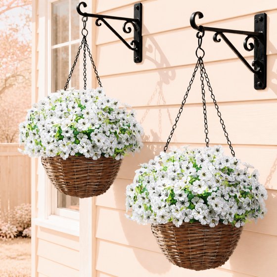 Norcho Outdoor Artificial Flowers, 24 Bundles Plastic Fake Daisy, Faux Plants for Spring/Summer Porch, Window Box, Vase, White