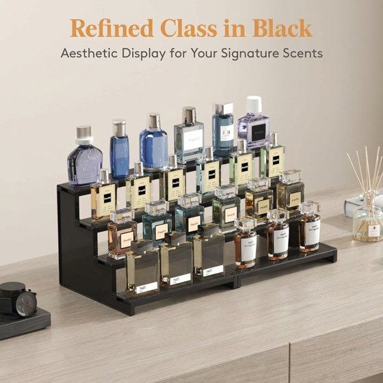 Norcho 9-Inch Cologne Organizer for Men, 4-Tier Large Perfume Stand, Tool-Free Assembly Display Shelf for Fragrance, Aftershave, Skincare, and Makeup, 2-Pack