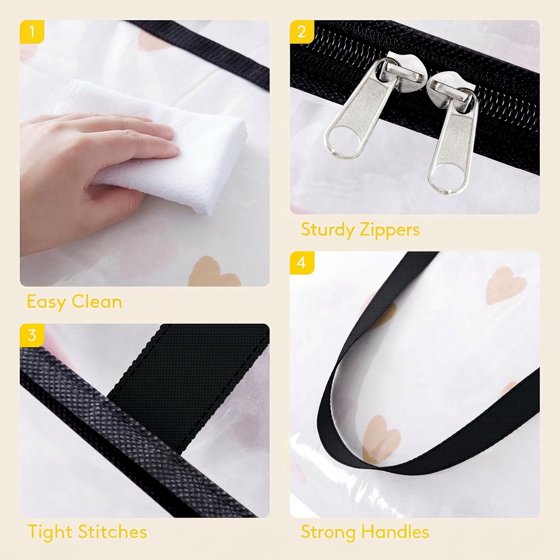 Norcho Clear Clothes Storage Bags, 4 Pack 60L Vinyl Blanket Storage Containers with Zipper, Foldable Closet Organizer for Bedding, Duvet, Comforter