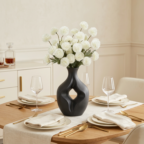 Norcho 10 Pcs White Artificial Silk Mums Ball Flowers Long Stems, Fake Chrysanthemums Pom Pom for Vase Home Wedding Decor