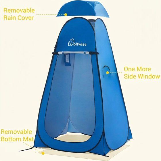 Norcho 47x83" Pop Up Shower Tent with Floor, Portable Changing Privacy Toilet Shelter with Ventilation, Blue