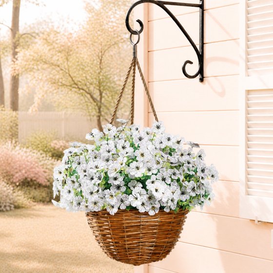 Norcho Outdoor Artificial Flowers, 12 Bundles Plastic Fake Daisy, Faux Plants for Spring/Summer Porch, Window Box, Vase, White