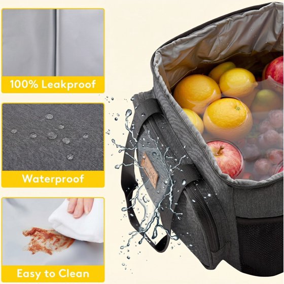 Norcho Large Insulated Lunch Bag Soft Cooler Tote for Adults, Dark Gray 24-Can 16L