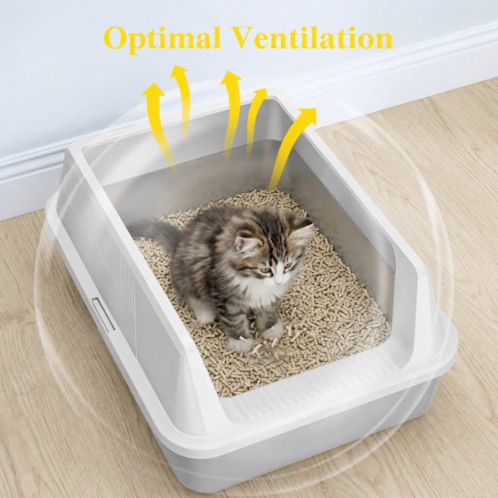Norcho Stainless Steel Cat Litter Box for Kitty, Metal Litter Tray with High Sides, Anti-Leakage Design, Non-Slip Pads and Easy Clean Surface, Top Entry Pet Litter Pan