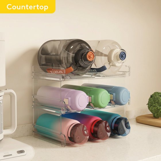 Norcho Stackable Water Bottle Organizer Cabinet, Extra Large Holder for 8 Bottles, Pantry Fridge Wine Rack Storage