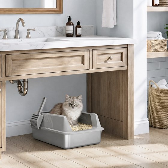 Norcho Stainless Steel Cat Litter Box for Kitty, Metal Litter Tray with High Sides, Anti-Leakage Design, Non-Slip Pads and Easy Clean Surface, Top Entry Pet Litter Pan