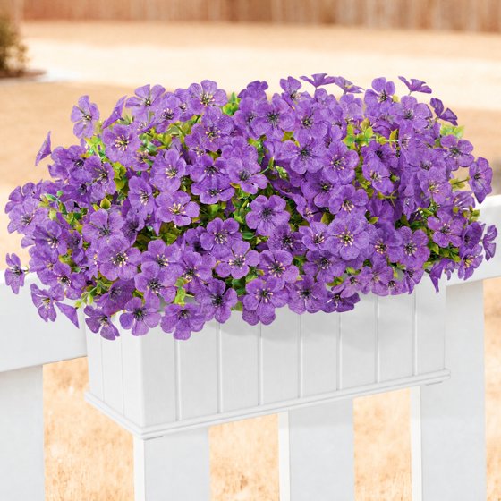 Norcho Outdoor Artificial Flowers, 12 Bundles Plastic Fake Daisy, Faux Plants for Spring/Summer Porch, Window Box, Vase, Purple