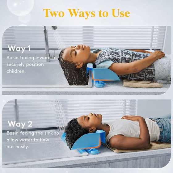 Hair Wash Basin for Kids, Portable Shampoo Bowl, Hair Washing Tray for Sink at Home, Hair Washing Station, Ocean Blue