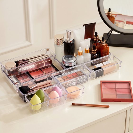 Norcho 33 PCS Drawer Desk Organizer, Dividers Trays, Storage Bins for Makeup Office Jewelry Gadgets Bedroom