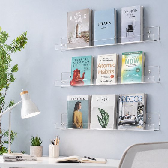 Norcho 12" Floating Shelves for Living Room, 10-Pack Narrow Wall Shelves, Wall Decor