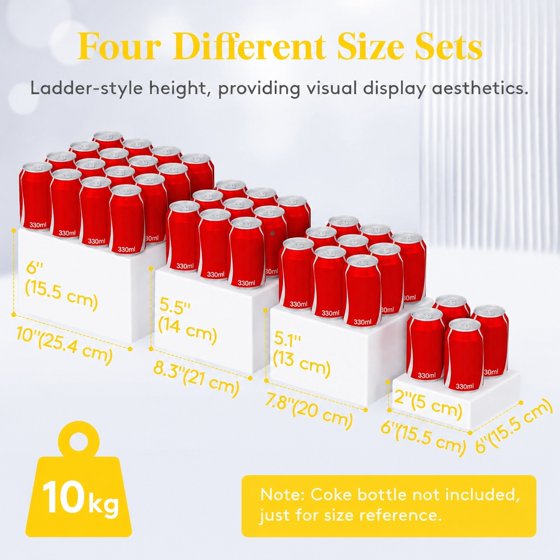 Norcho Plastic Buffet Risers Set of 5, White Food Display Stands for Buffet Table, 6",6",7.8",8.3",10" Nesting Cube Dessert Cake Holders for Party, Jewelry and Collectibles Display