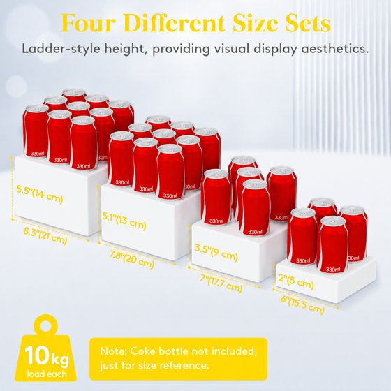 Norcho Plastic Buffet Risers Set of 8, White Food Display Stands for Buffet Table, 6" 7" 7.8" 8.3" Nesting Cube Dessert Cake Holders for Party, Jewelry and Collectibles Display
