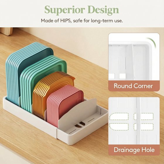 Norcho 2-PCS Lid Organizer for Plastic Lids, Large Food Container Lid Organizer, Lid Storage Organizer for Cabinet