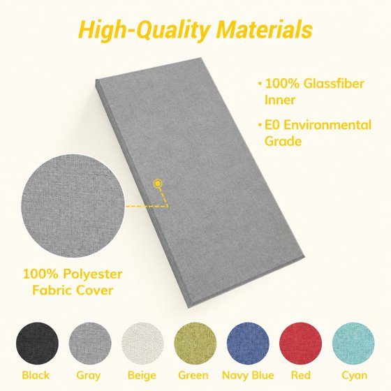 Norcho Large Fiberglass Acoustic Panels 39.4" x 19.7" x 1.6", Sound Proof Wall Panels, Sound Absorbing Acoustic Panels for Interior Wall Decor, Studio, Living Room, Theater, Gray
