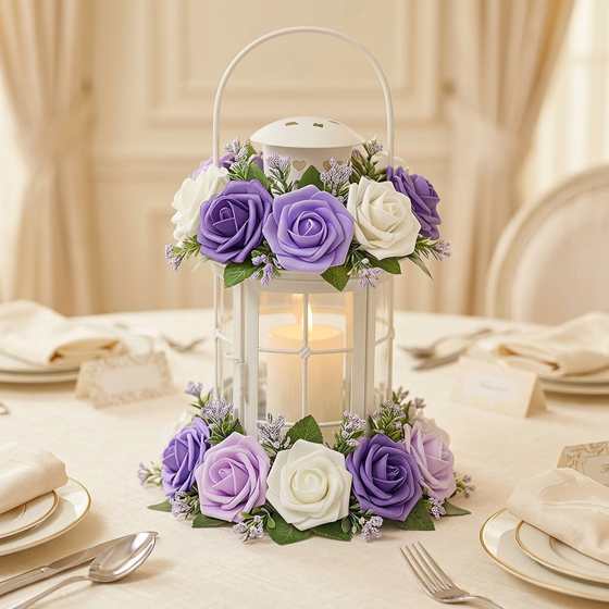 Norcho 25 Pcs Ivory Foam Roses Artificial Flowers Stems, Real Looking Fake for DIY Wedding Bouquets Centerpieces Valentine Decor