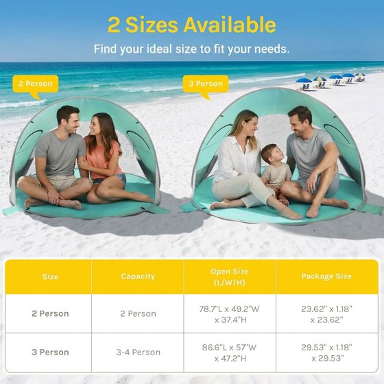 Norcho 79x49x38" Pop Up Beach Tent UPF50+ Sun Shelter, Instant Shad