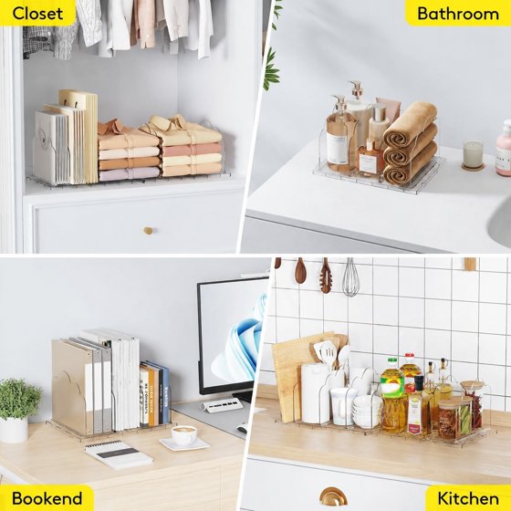 Norcho Purse Organizer for Closet 2 Pack, Clear Handbag Storage Organizer, Adjustable Clutch Bag Dividers for Closet Shelf, Bookshelf Dividers for Sweaters Bedroom Storage