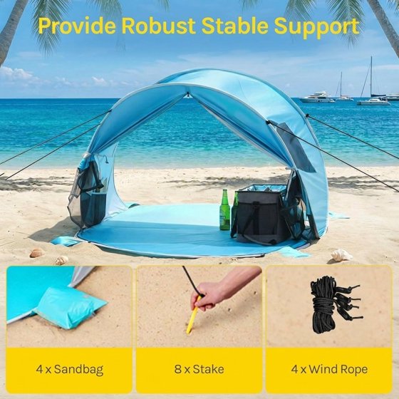 Norcho 87x57x47" Pop Up Beach Tent UPF50+ Sun Shelter, Instant Shade Canopy for 3 Person, Blue