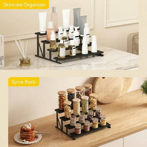 2-Pack Wooden Cologne Stand, 14" Perfume Shelf and Organizer, Anti-Slip Cologne Shelf, Fragrance Organizer, Black