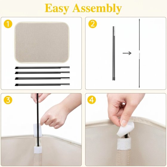 Norcho 100L Tall Collapsible Laundry Hamper with Handles, Foldable Portable Clothes Basket for Dorm Bathroom, Beige