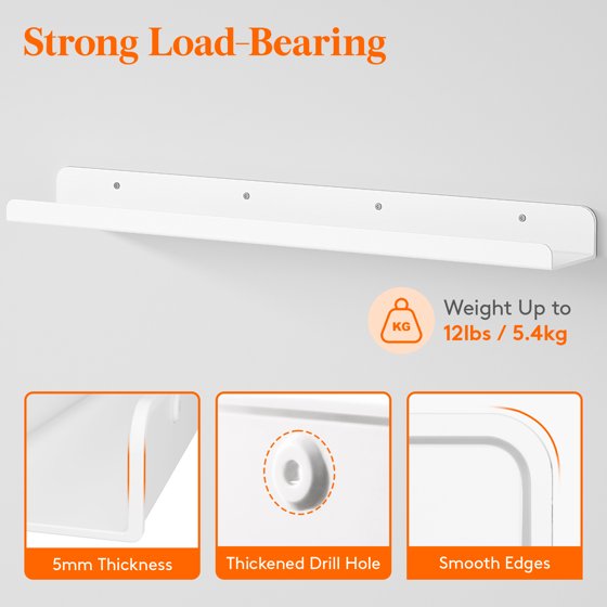Floating Nursery Book Shelves for Wall Set of 6, 24 Inch White Long Kids Bookshelf, Kids Room Bedroom Study Storage Display Organizer Decor, Mother’s Day Gift Idea