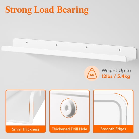 Floating Nursery Book Shelves for Wall Set of 4, 24 Inch White Long Kids Bookshelf, Kids Room Bedroom Study Storage Display Organizer Decor, Mother’s Day Gift Idea