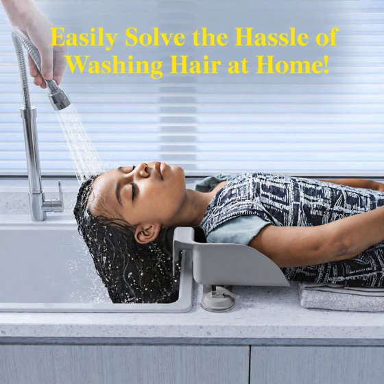Hair Wash Basin for Kids, Portable Shampoo Bowl, Hair Washing Tray for Sink at Home, Hair Washing Station, Silver Gray