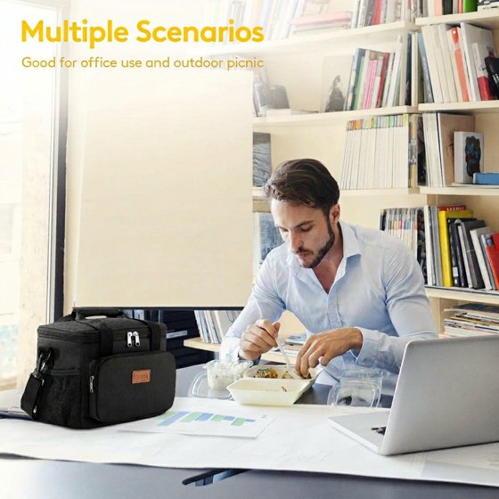 Norcho Insulated Lunch Bag Soft Cooler Tote for Adults, Black 40-Can 24L