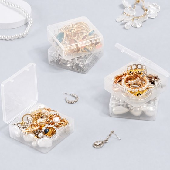 Norcho Small Bead Organizer Case, Clear Plastic Craft Storage Boxes with Hinged Lids, Anti-Tipping Divided Base and Labels for Jewelry, Beads, Diamonds, Seeds and Screws Storage